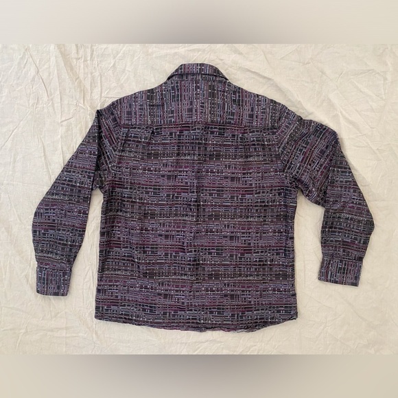 Jhane Barnes Lightweight Textured Button Down in Purple Based Multi-Color - Picture 2 of 6